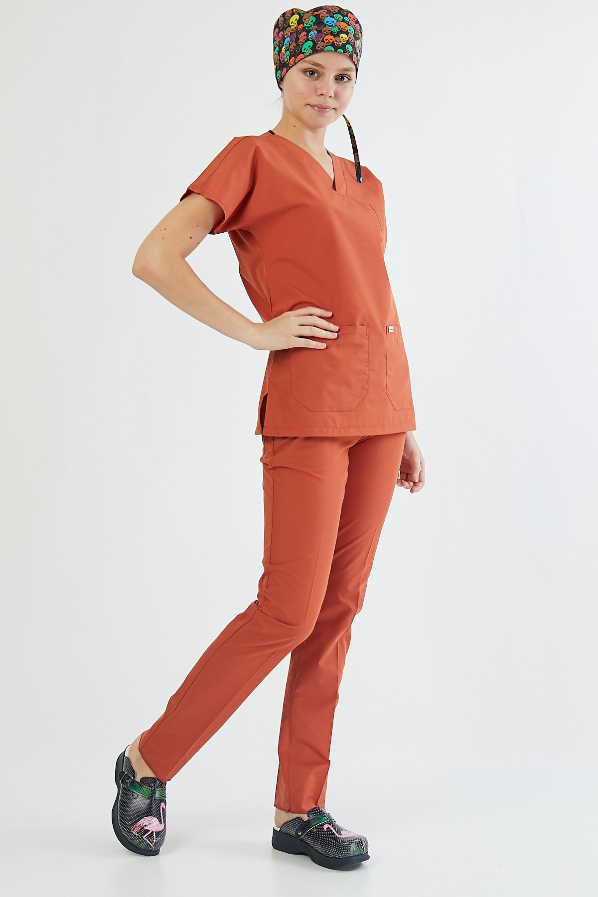 Kiremit Rengi Cerrahi Üniforma Takım