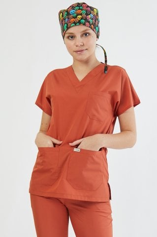 Kiremit Rengi Cerrahi Üniforma Takım