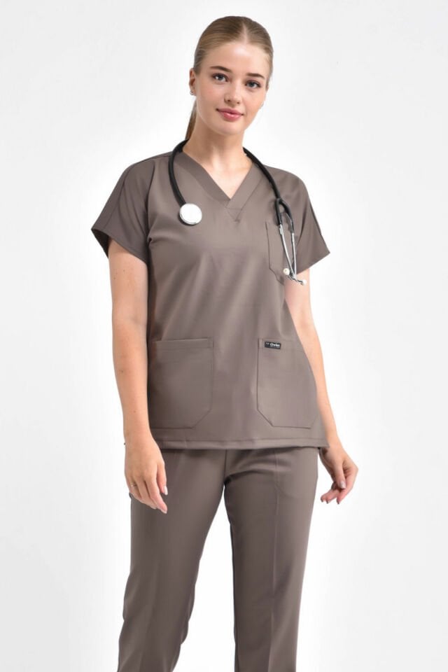 Koyu Vizon Likralı Cerrahi Takım