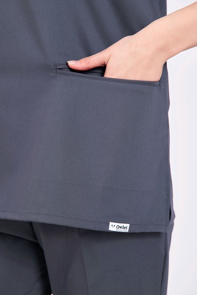 Likralı Fermuar Detaylı Füme Üniforma