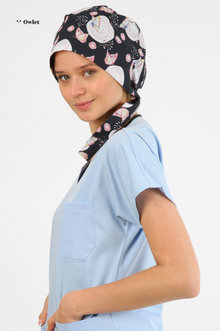 Navy Blue Butterfly Pattern Hijab Bone Surgery