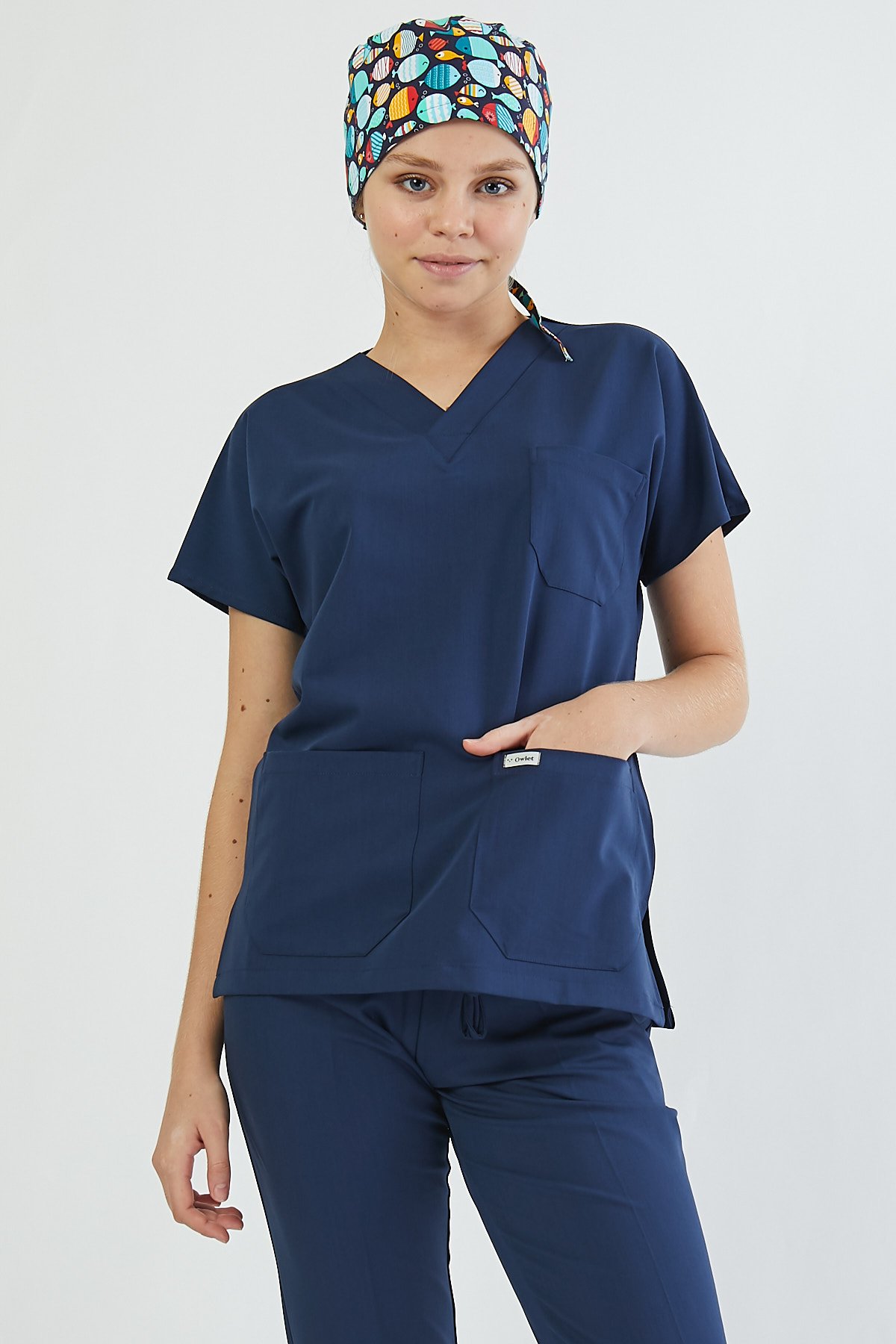 Lacivert Likra Cerrahi Üst