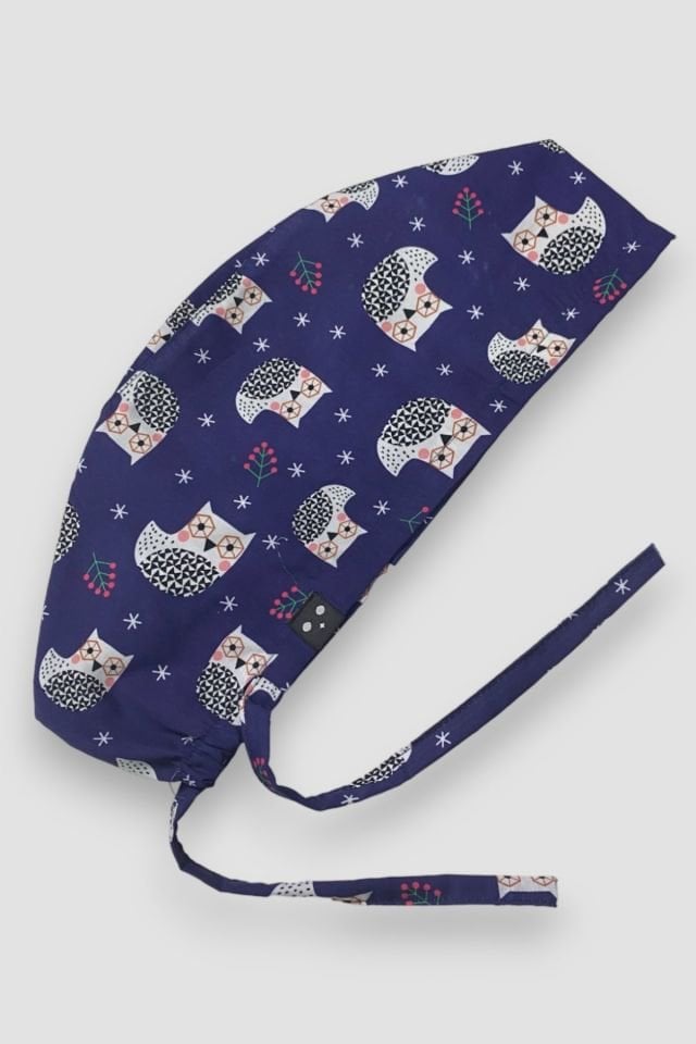 Baykuş Desenli Lacivert Cerrahi Bone