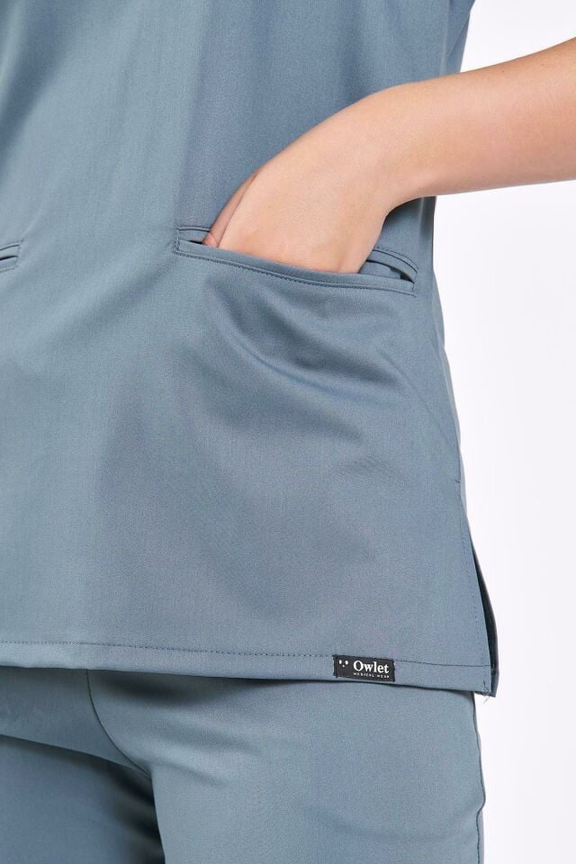 Likralı Fermuar Detaylı  Antrasit Mavi Üniforma