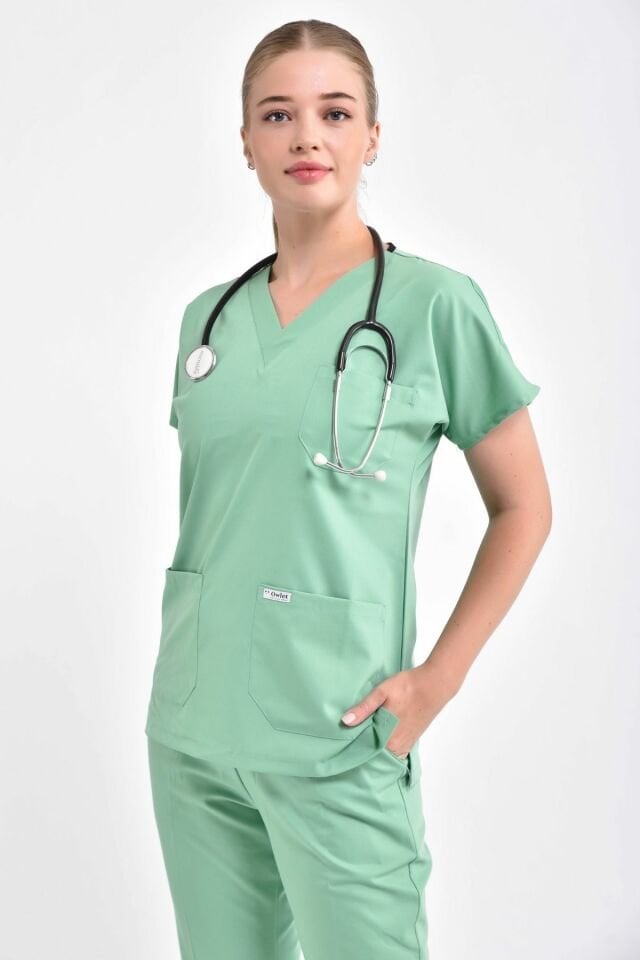 Likralı Açık Mentol Cerrahi Takım