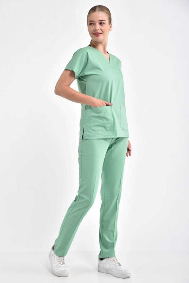 Likralı Açık Mentol Cerrahi Takım