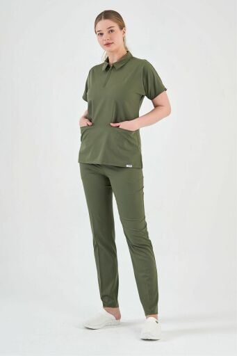 Polo Yaka Fermuarlı Scrubs