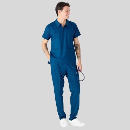 Polo Yaka Fermuarlı Scrubs