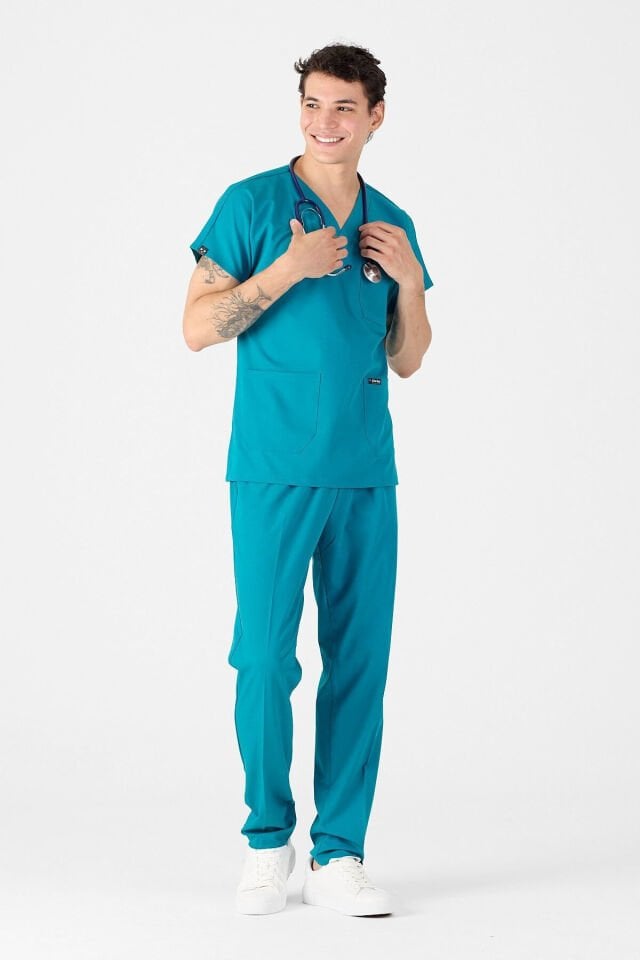 Lycra Petrol Green Scrubs Jersey