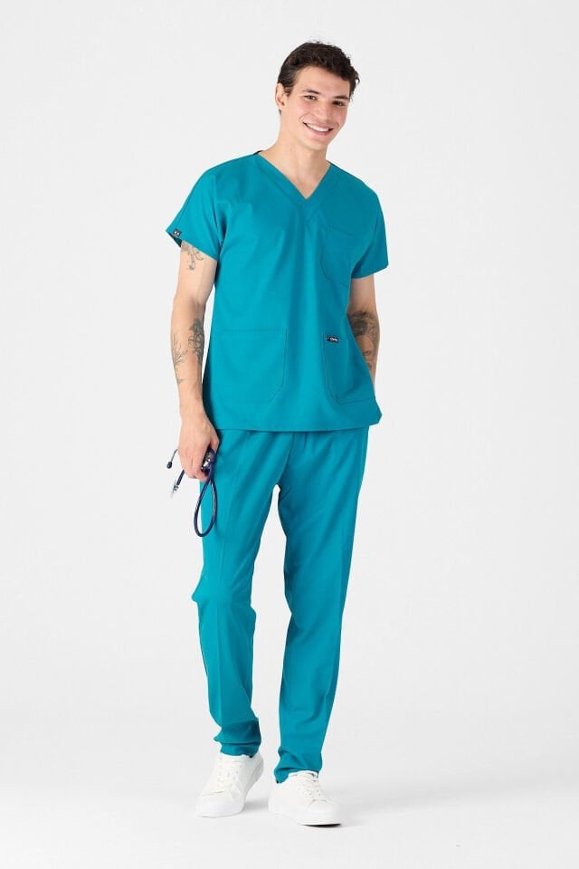 Lycra Petrol Green Scrubs Jersey