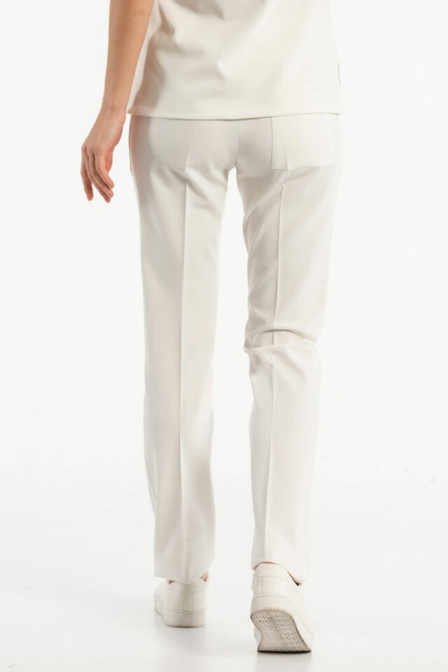 Beyaz Likralı Scrubs Pantolon