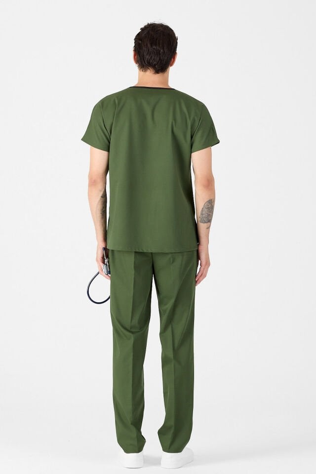 Likralı Haki Yeşili Scrubs Forma