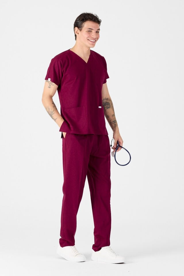 Likralı Vişne Scrubs Forma