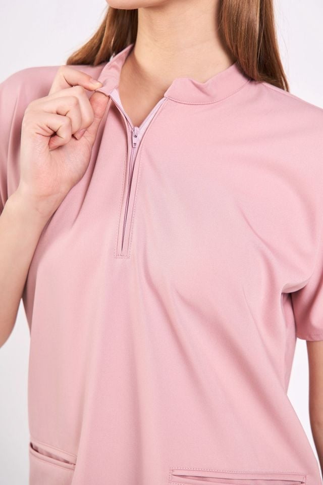 Likralı Pudra Fermuar Detaylı Cerrahi Takım