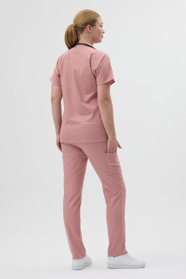 Likralı Pudra Fermuar Detaylı Cerrahi Takım