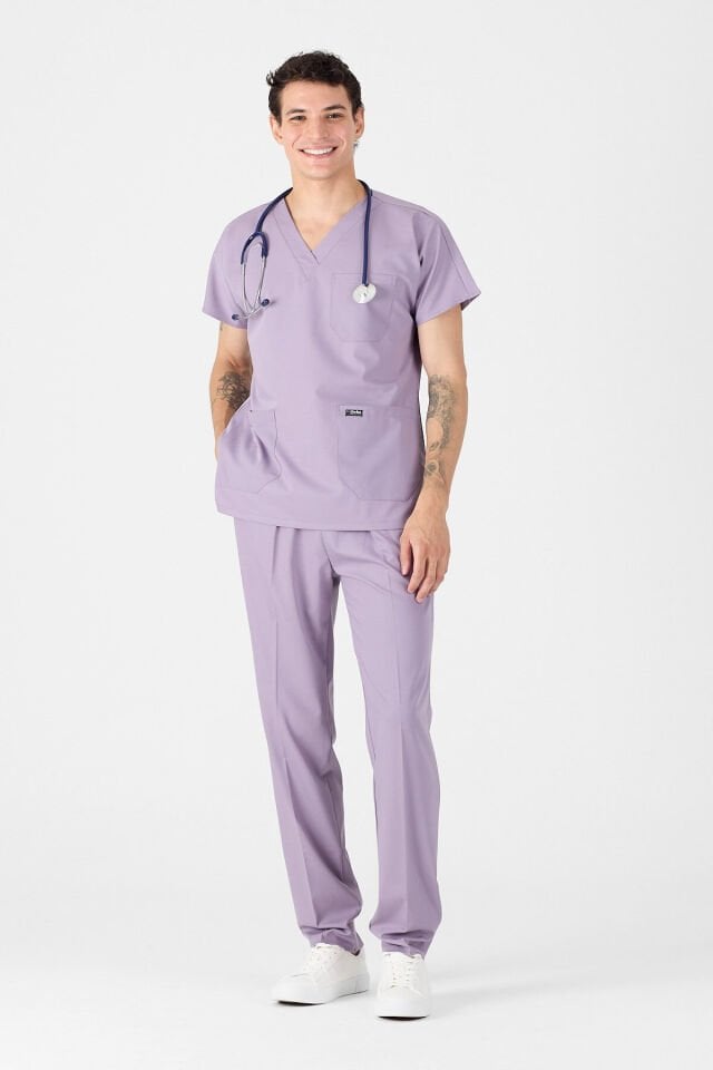 Likralı Soft Lila Scrubs Forma