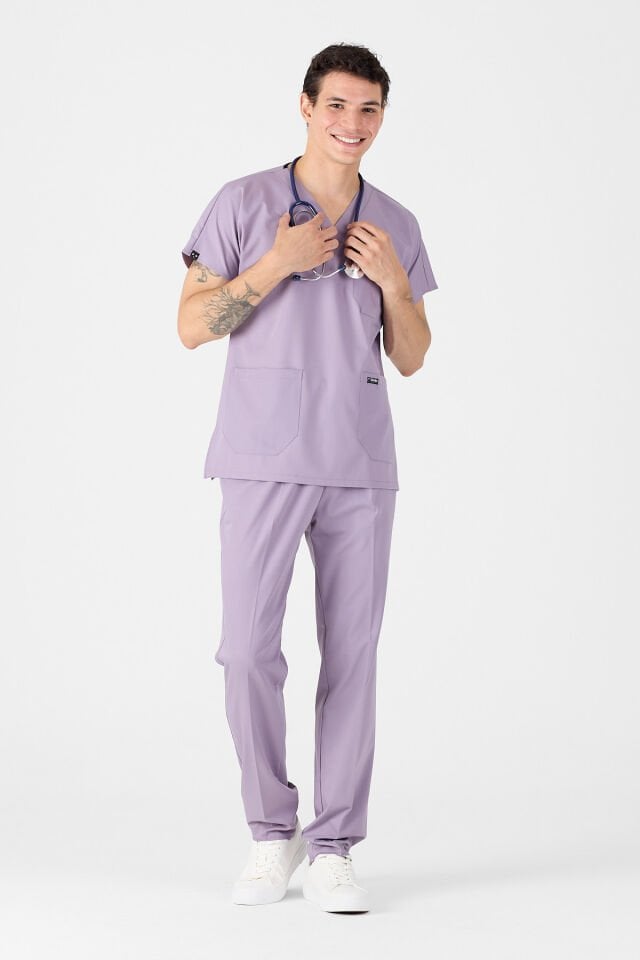 Likralı Soft Lila Scrubs Forma
