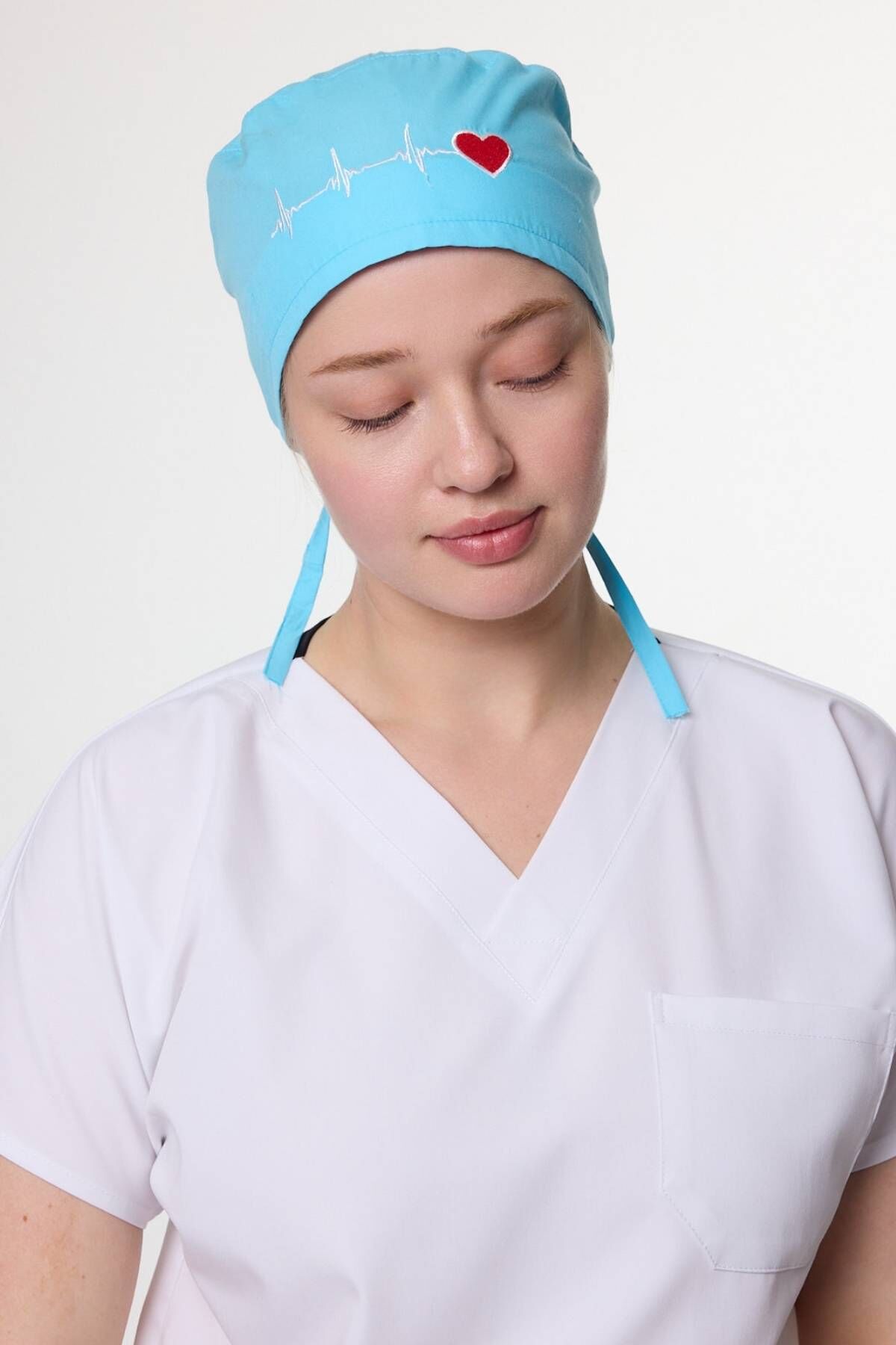 Kalp Ritim Desenli Turkuaz Cerrahi Bone