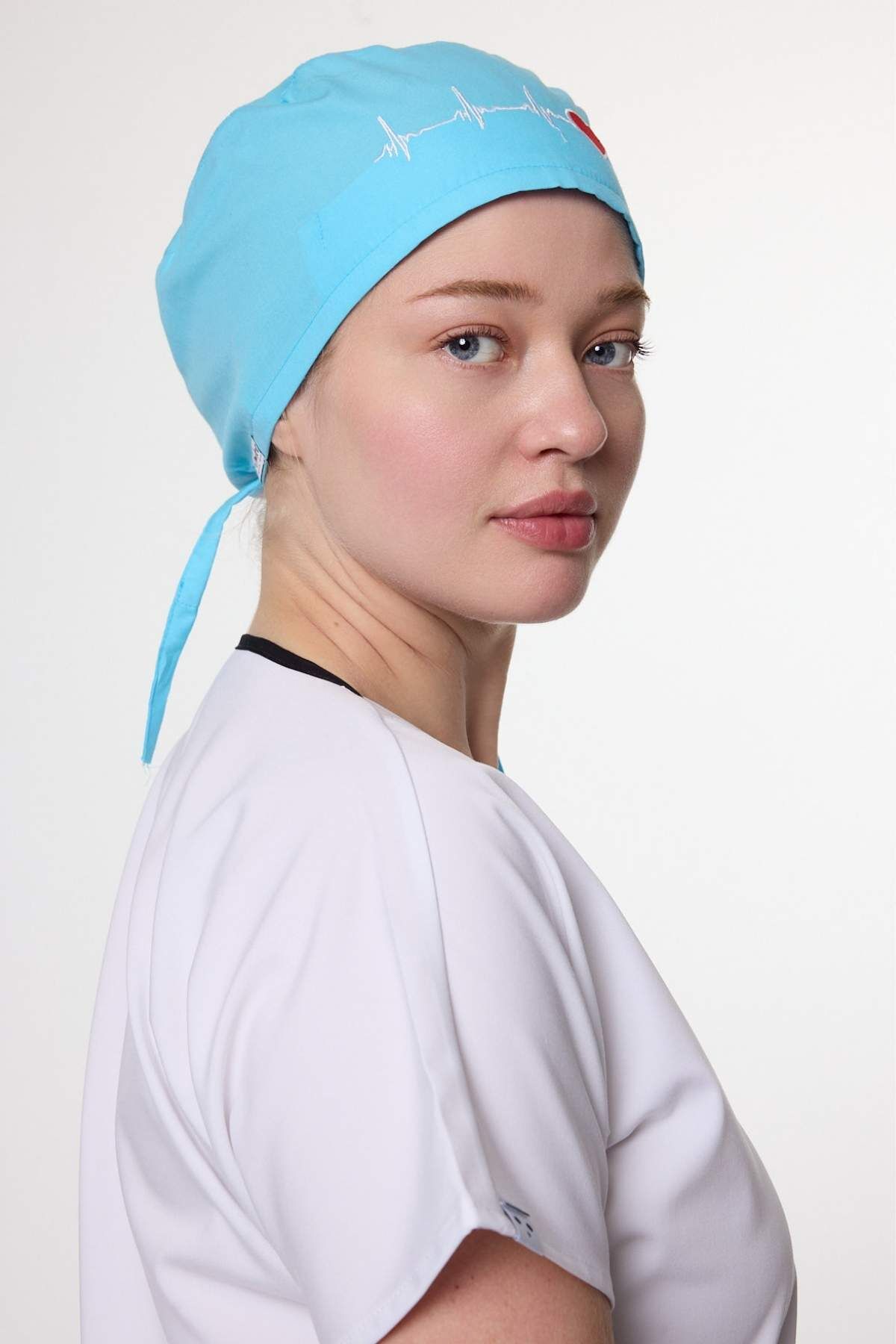 Kalp Ritim Desenli Turkuaz Cerrahi Bone