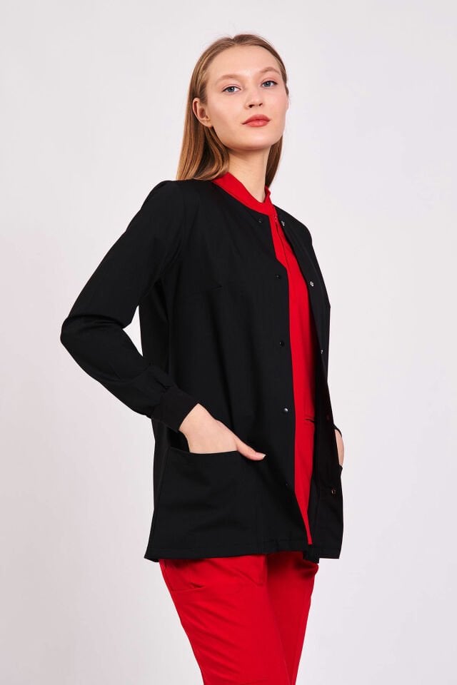 Likralı Siyah Ameliyathane Ceketi