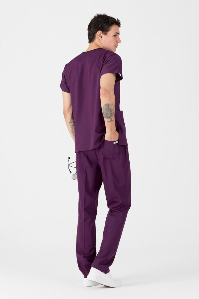 Likralı Mürdüm Scrubs Forma