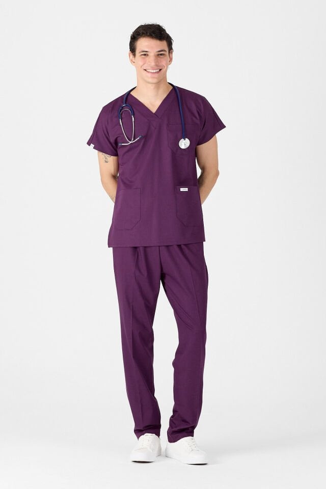 Likralı Mürdüm Scrubs Forma