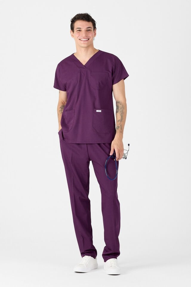 Likralı Mürdüm Scrubs Forma