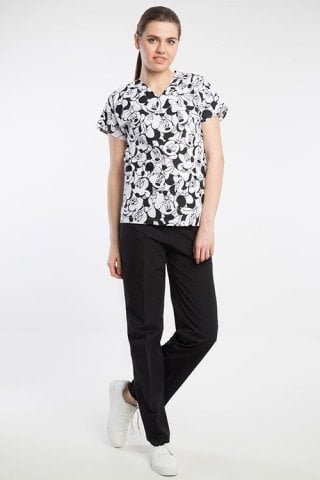 Siyah Fare Desenli  Forma Üst