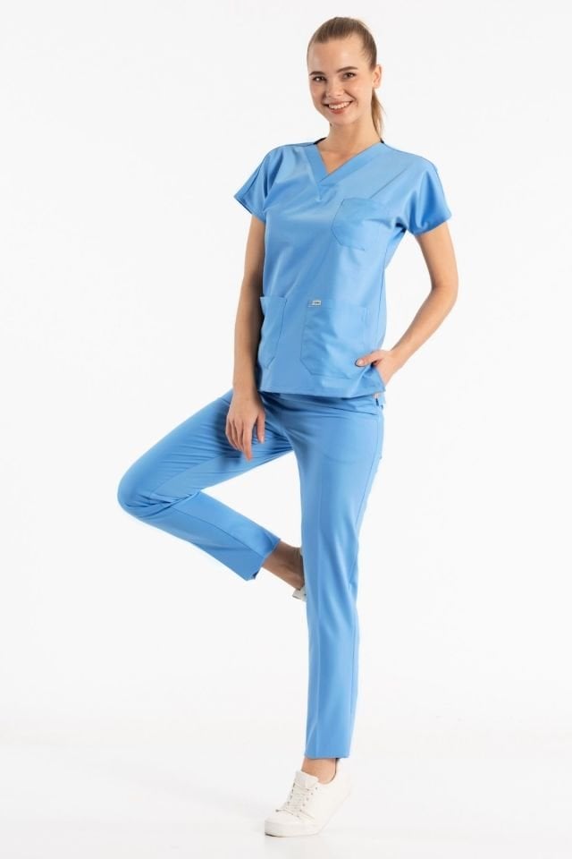 Gök Mavisi Likralı Cerrahi Takım