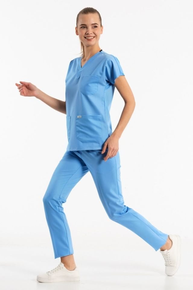 Gök Mavisi Likralı Cerrahi Takım