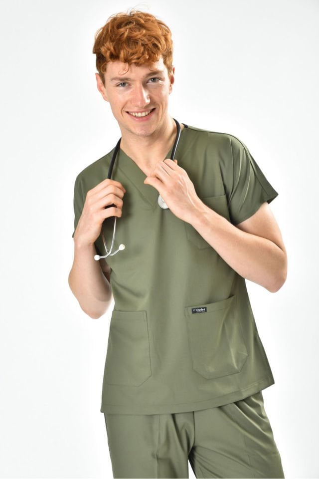 Likralı Asker Yeşili Cerrahi Forma Takım