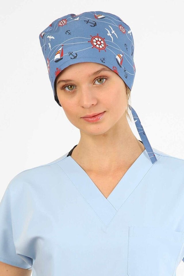 Gemi Desenli Mavi Cerrahi Bone