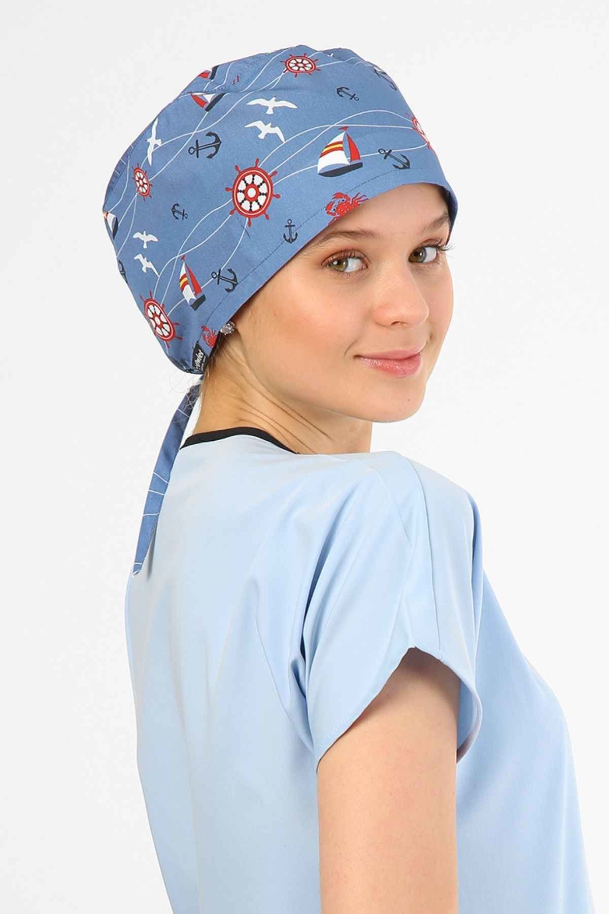 Gemi Desenli Mavi Cerrahi Bone