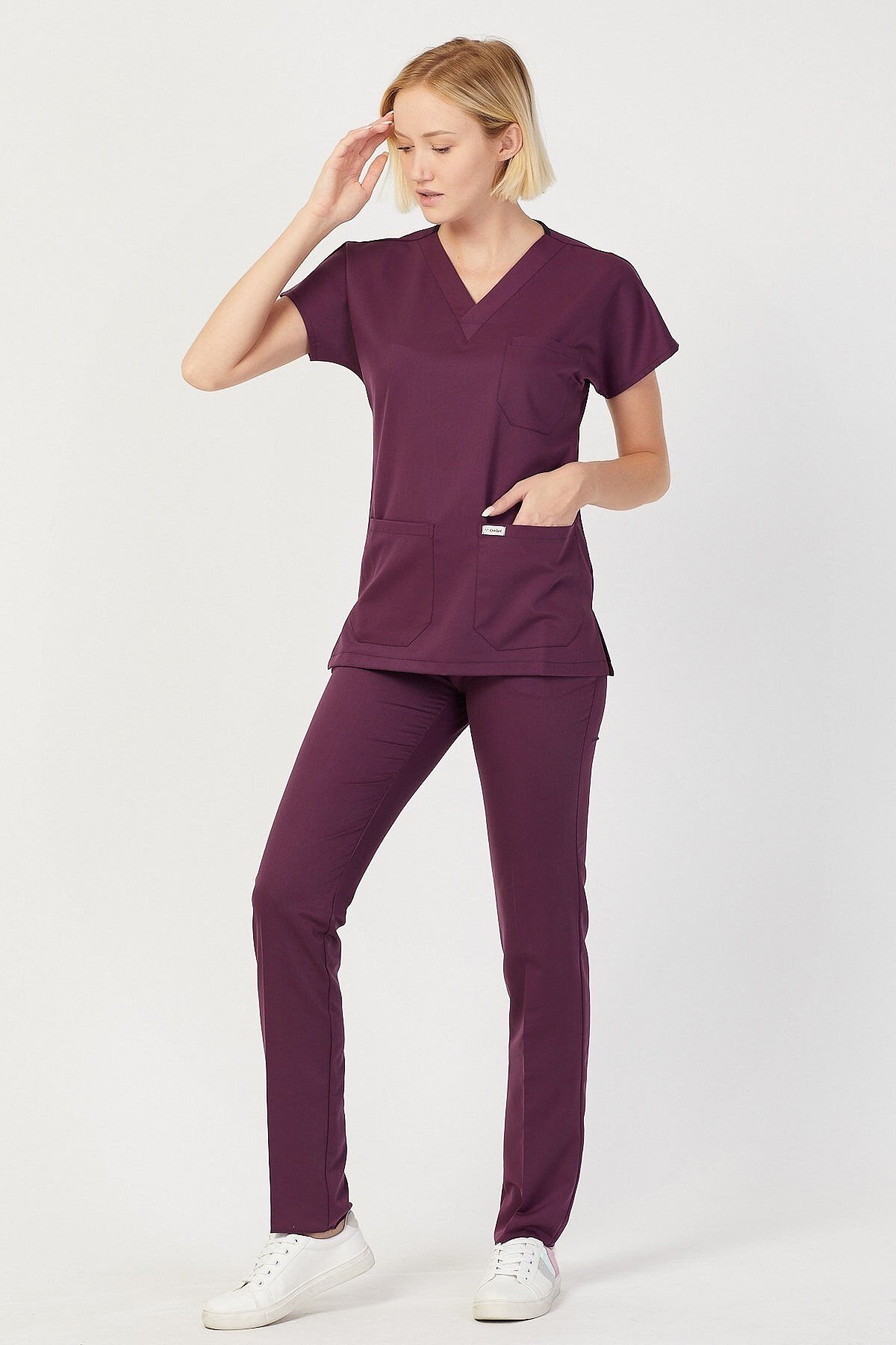 Likralı Mürdüm Cerrahi Takım