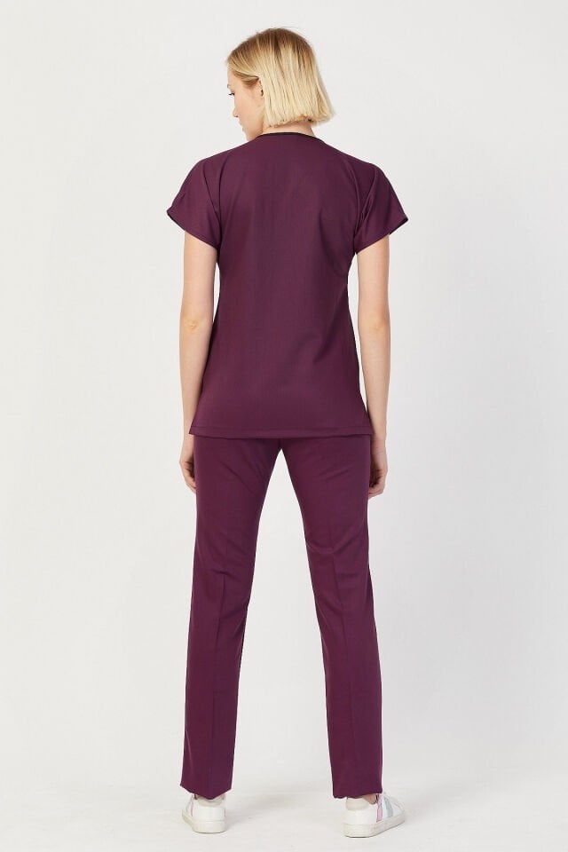 Likralı Mürdüm Cerrahi Takım