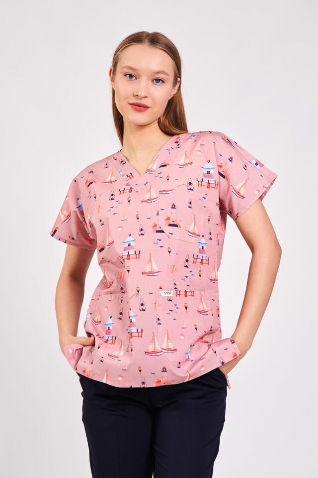 Deniz Feneri Temalı Cerrahi Forma Üst