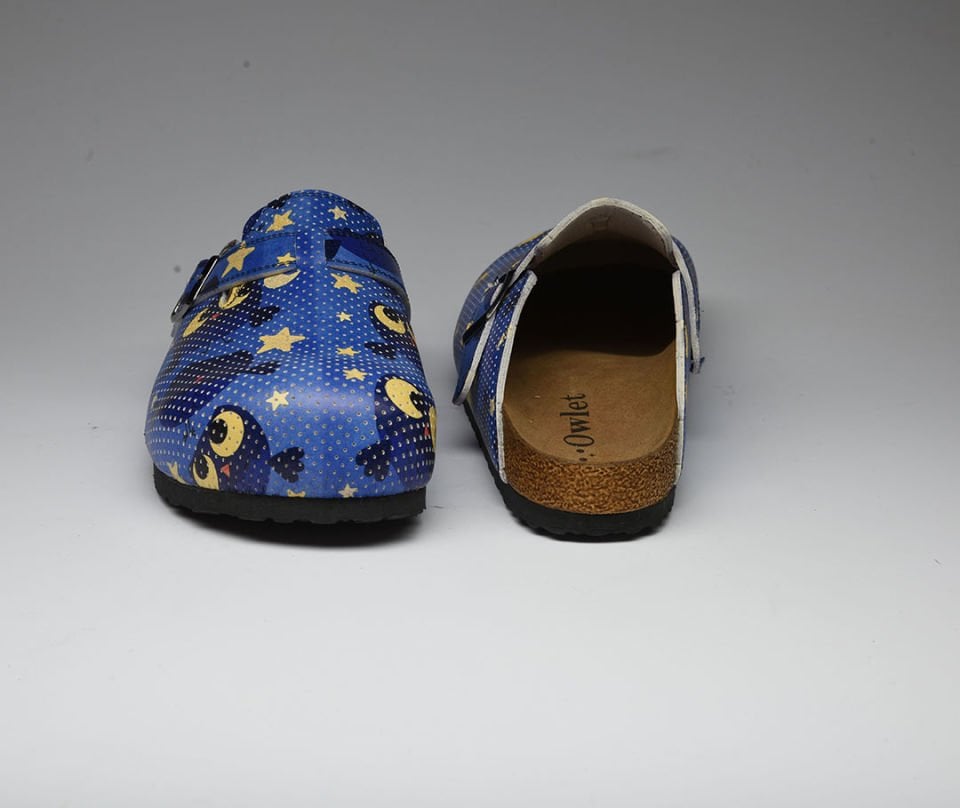 Gece Baykuşu Desenli Mantar Taban Sabo Terlik