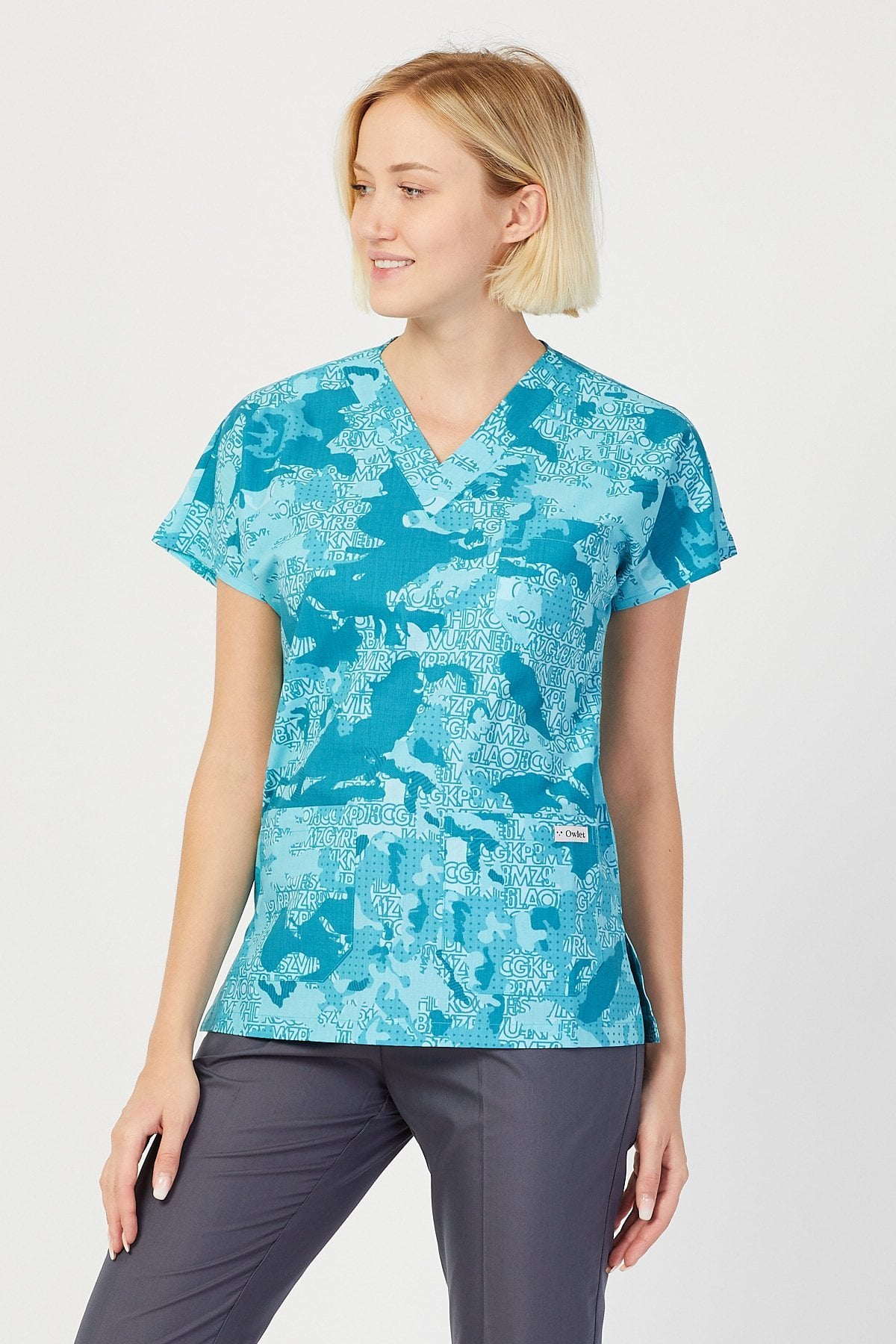 Turquoise Camouflage Surgical Top