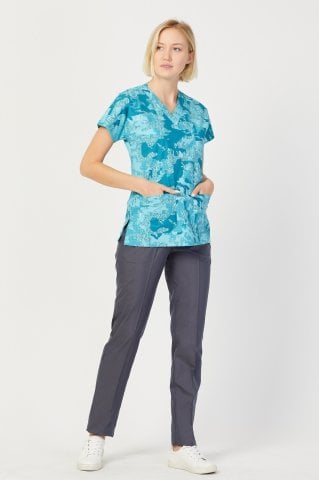 Turquoise Camouflage Surgical Top