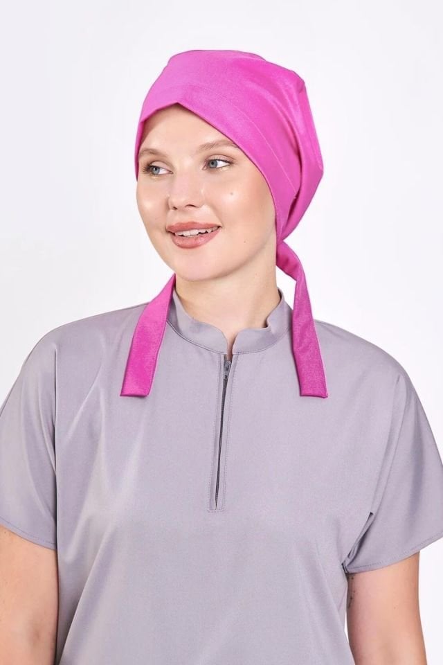 Pembe Bubble Likralı Cerrahi Tesettür Bone