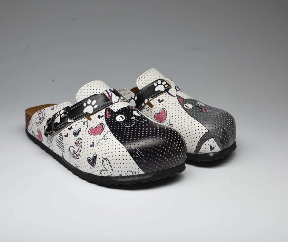 Kedi Desenli Mantar Taban Sabo Terlik