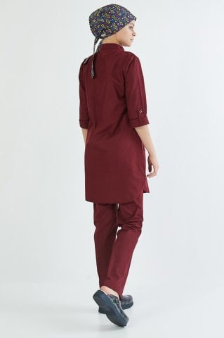 Bordo Tesettür Cerrahi Forma Takım