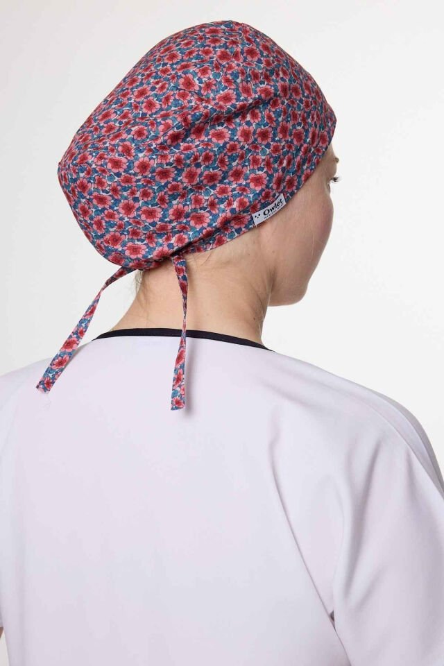 Pink Flower Surgical Cap