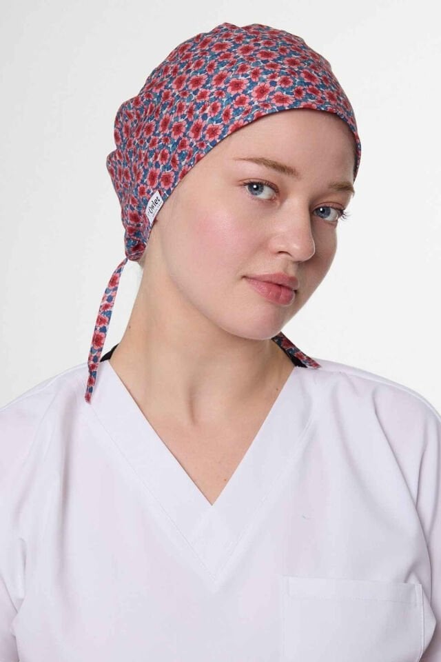 Pink Flower Surgical Cap