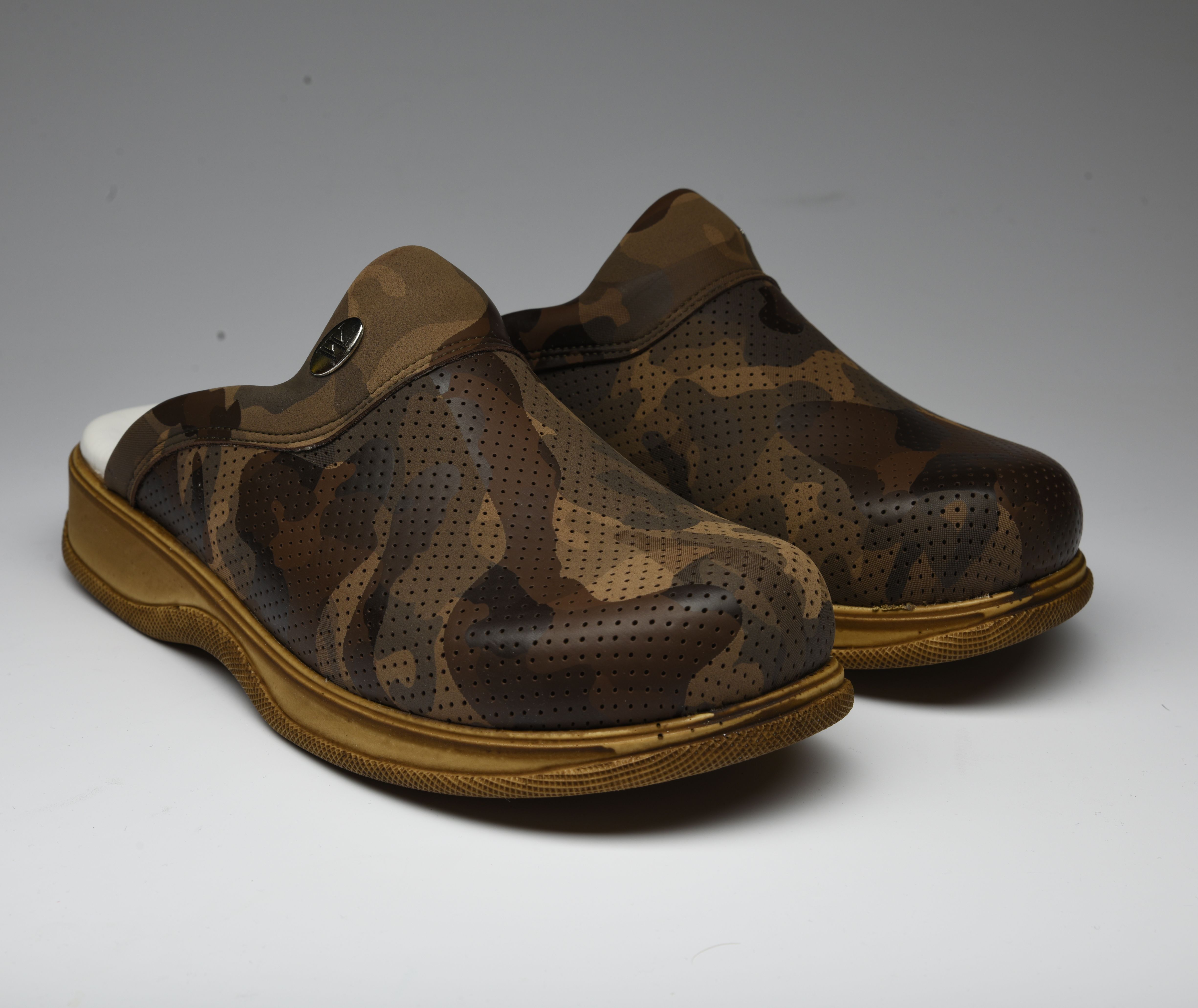 Kahverengi Kamuflaj Desenli Koyu Taban Erkek Sabo Terlik