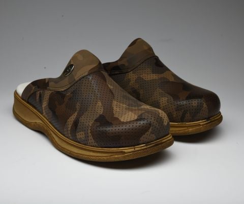 Kahverengi Kamuflaj Desenli Koyu Taban Erkek Sabo Terlik