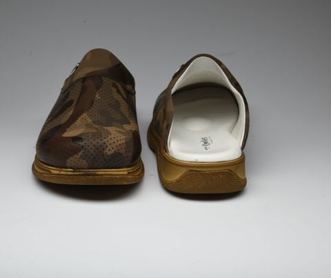 Kahverengi Kamuflaj Desenli Koyu Taban Erkek Sabo Terlik