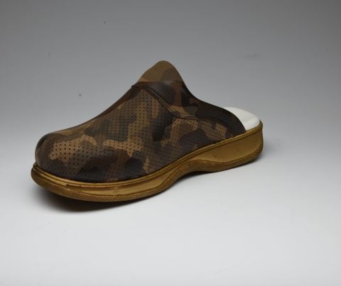 Kahverengi Kamuflaj Desenli Koyu Taban Erkek Sabo Terlik