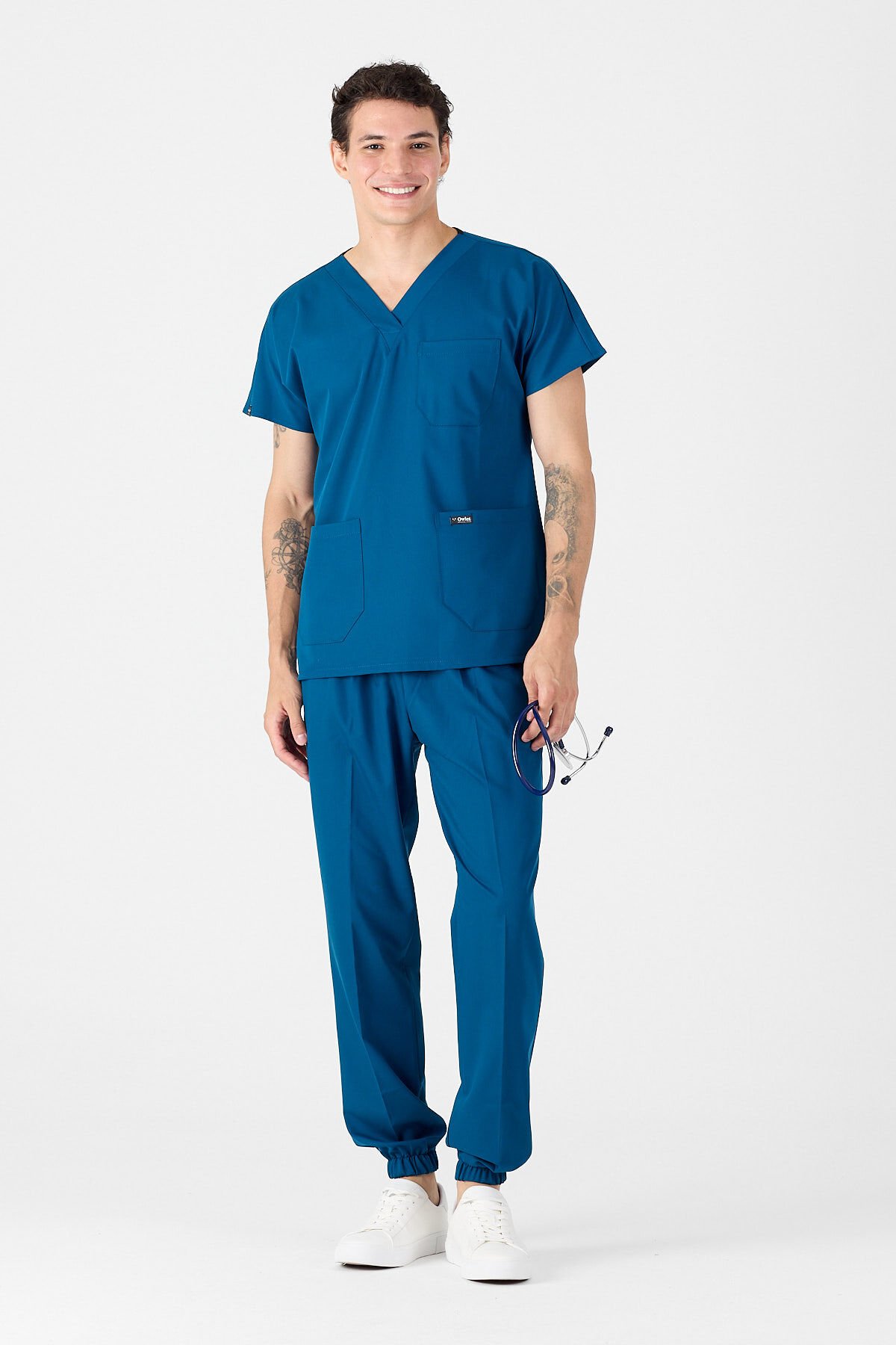 Petrol Mavisi Paça Lastikli Likralı Takım