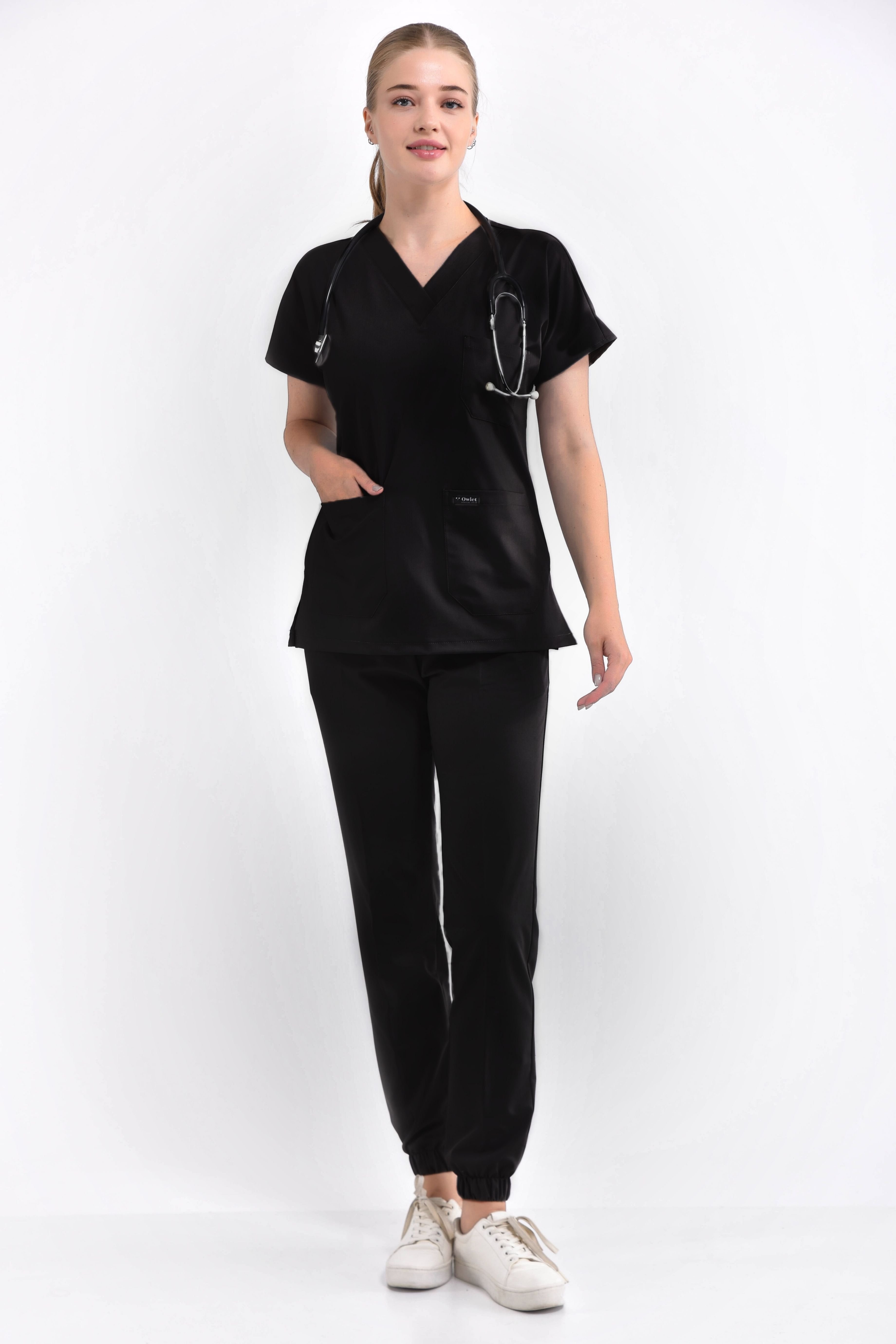 Siyah Paça Lastikli Likralı Takım